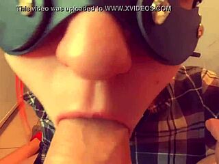 Cumshot explodes in redhead’s throat, wow!