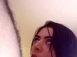 She cums on his cock, then sucks his cum