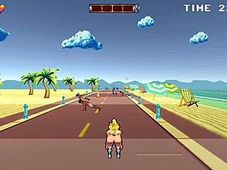 Roller babe hentai game ep 2 features outdoor BDSM with muscular guys