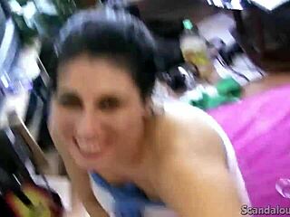 hot brunette babe blows and fucks fast