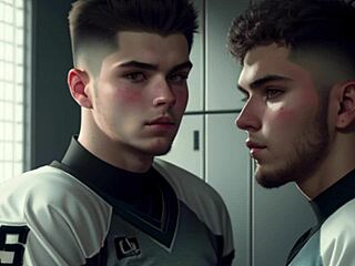 football players suck and jerk off after intense game