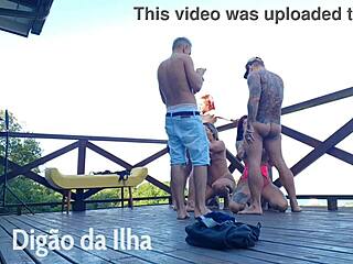 Curvy Redhead Banged Hard in Wild Balcony Group Action