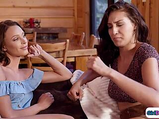 Dared my straight chick to kiss my lesbian girlfriend. Things got steamy fast with oral action!