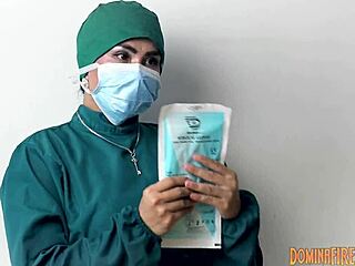 Дразнене с латексови ръкавици в болнична ASMR игра