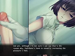 In the hospital, the nurse gives a patient a special handjob treatment in this hentai story