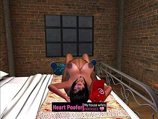Erotic cartoon with a woman with Stockholm syndrome in a hotel room on the highway