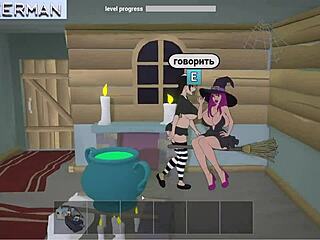 halloween bambook gameplay with futanari monster cock banging hard in anal