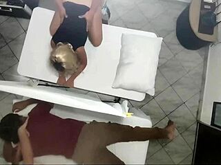 Latina housewife gets fucked beside husband during couple massage