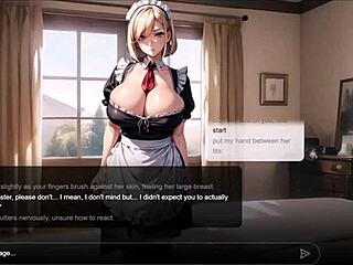 blonde maid with big tits roleplays with master