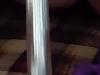 Riding Dildo All The Way With A Big Cock