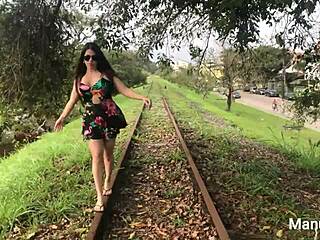 Latina Pornstar Manu Fox Caught Masturbating Naked On Train Tracks