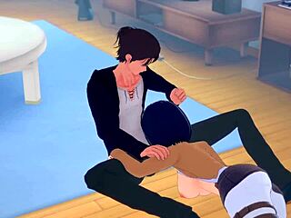 Koikatsu Mikasa and Eren in uncensored anime sex action. So hot! 😘