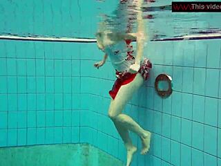 hairy ginger polish teen 18+ swims underwater