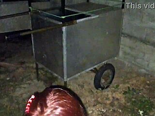 Fanny shows ass without panties on public street