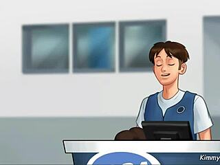 Kimmytoons Sucks Big Cock Behind Desk in Summertime Saga Hentai Game.