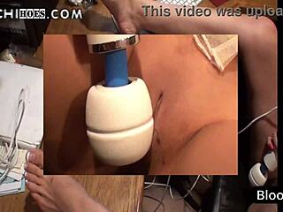 busty latina jasmine mendez masturbates loudly to her porn with hitachi wand!