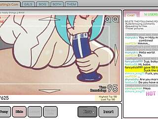 Nicole in risky job hentai, camgirl masturbates to exposed big tits