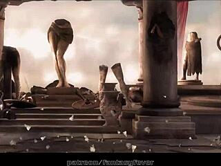 wonder woman and ares in an intense encounter