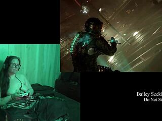 Playing Deadspace naked with big tits and long hair part 8