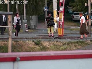 Wow, epic public street teen orgy with wild banging action!