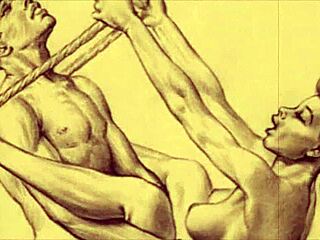 Vintage erotické kresby z retro karikatur.