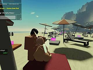 Sucking a huge cock on the beach in roblox condo 2, wow!