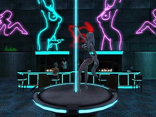 Мера Файрлайт соблазнительно танцует в Китти-клубе среди межгалактических шлюх