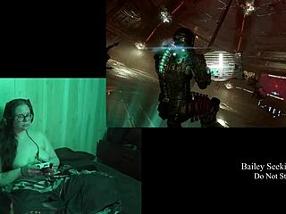 Playing Deadspace naked with big tits and long hair part 8