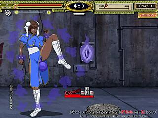 Kung fu girl with big tits in bondage game