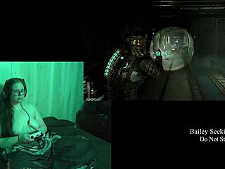 Playing Deadspace naked with big tits and long hair part 8