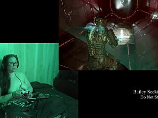 Playing Deadspace naked with big tits and long hair part 8