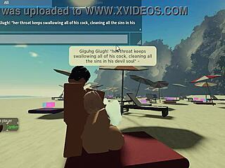 Sucking a huge cock on the beach in roblox condo 2, wow!