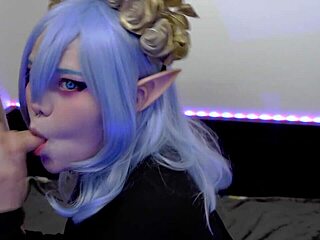 goth elf furiyssh gives a tempting blowjob with cum in mouth.