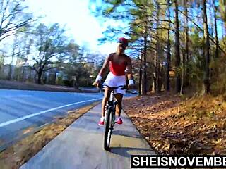 Rough biker bends over juicy ebony for intense play