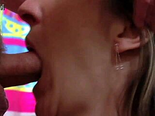 licking balls and deepthroating cock, then swallowing cum after face fucking.