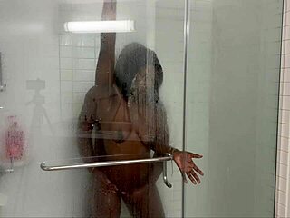 Stepsister invites stepbrother for rough doggystyle in the shower.