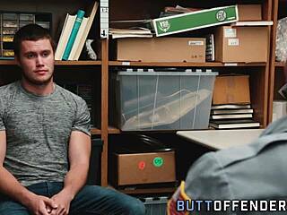 Gay shoplifter caught and facialized in wild store encounter.