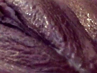 horny black teen plays with wet pussy, fingers it, and gets creampie