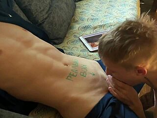 guy sits down on twink's big sexy dick in bdsm scene