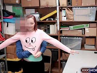 cute redhead shoplifter gets punished with hard banging