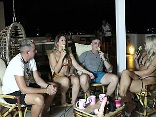 Elo Cardone And Victor Mustang Sheer Red Bisexual Swingers Glamour