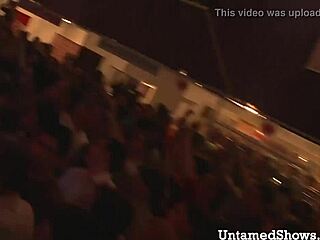 Watch Naughty Brunette Strip While Dancing