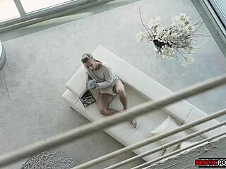 Girlfriend welcome in intimate scene.