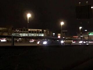 Blonde british babe flashes her tits downtown at night