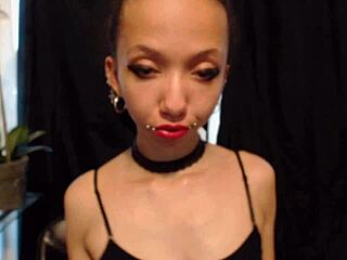 putting on hot pink lipstick and drooling with tongue and saliva 😍