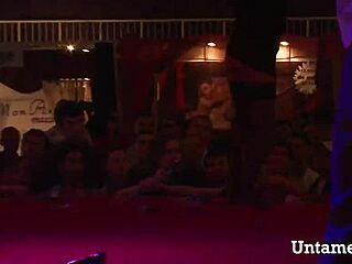 Watch Naughty Brunette Strip While Dancing