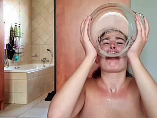 I gather saliva fucking my throat with double dildo