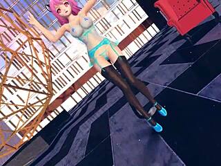 Pink Cat From Touhou In This Mmd Animation Scene