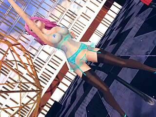 Pink Cat From Touhou In This Mmd Animation Scene