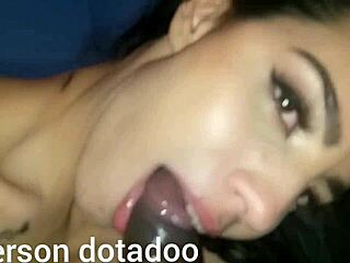 Morena gives blowjob and jerks with foot in interracial